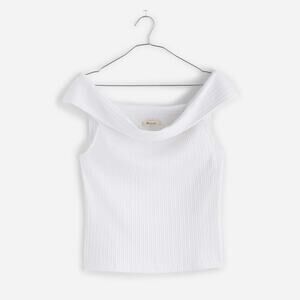 NWT Madewell Ribbed Off-The-Shoulder Top In Eyelet White Size Large
